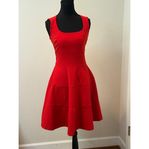 Banana Republic Red Ponte Fit & Flare Tiered Dress - Picture 1 of 3